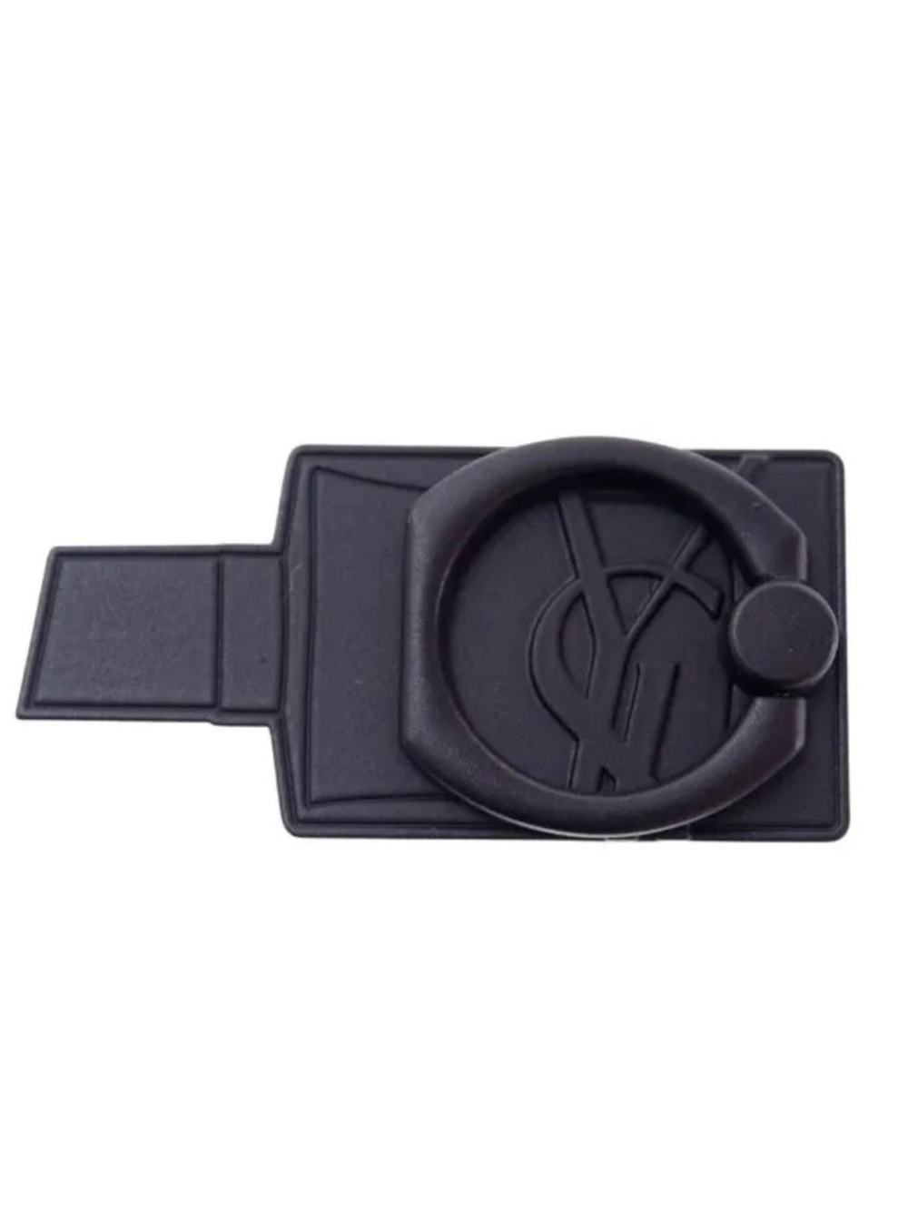 Yves Saint Laurent Black Leather Key & Phone Ring